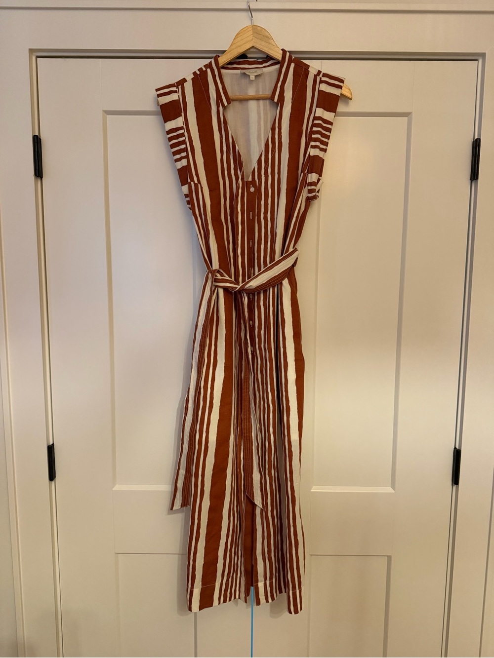 Cleobella Rust and Cream Striped Maxi Wrap Dress
